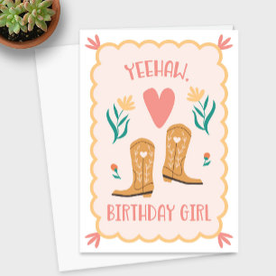 De Remerciements "Yeehaw, fille d'anniversaire" Western Boot Carte