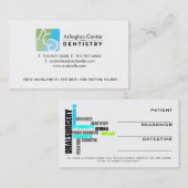 DE RENDEZ-VOUS CARTE DENTAIRE (Devant / Derrière)