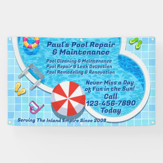 De reparatieservice voor poolonderhoud aanpassen spandoek (Horizontaal)