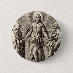 De Retreen Christus staat op een heuvel Ronde Button 5,7 Cm