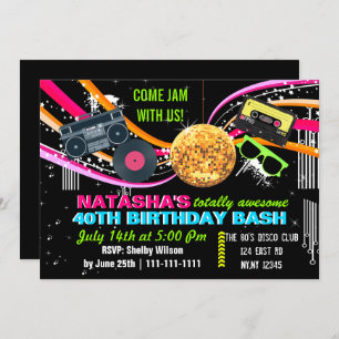 De retro Birthday party Invitation van 80 Kaart