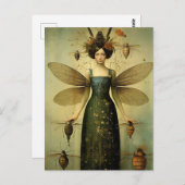 De retro insectendame eng briefkaart (Voorkant / Achterkant)