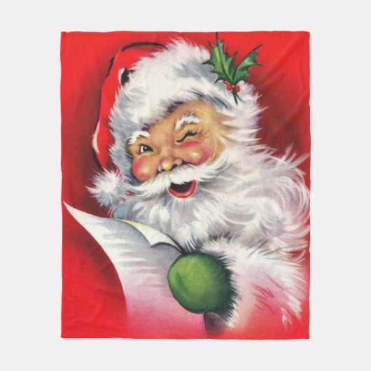De Retro Santa die zijn lijst controleert Fleece Deken (Voorkant)
