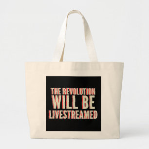 De revolutie zal overleven grote tote bag