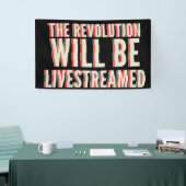 De revolutie zal overleven spandoek (Beurs)