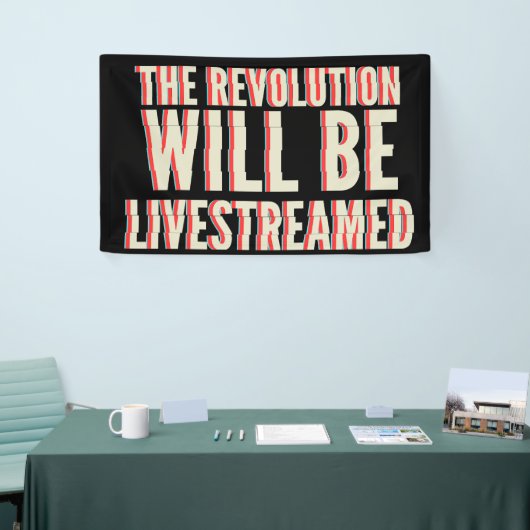 De revolutie zal overleven spandoek (Beurs)