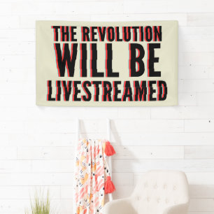 De revolutie zal overleven spandoek