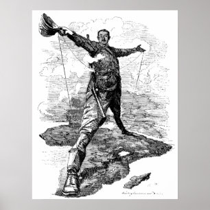 De Rhodes Colossus Caricature door Edward Sambourn Poster