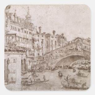 De Rialto-brug, Venetië Vierkante Sticker
