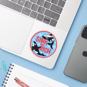De rijken laten zinken sticker (Laptop met iPhone)
