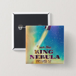 De Ringnevel (Messier 57) Poster voor ruimtereizen Vierkante Button 5,1 Cm