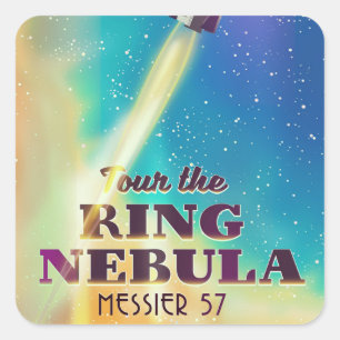 De Ringnevel (Messier 57) Poster voor ruimtereizen Vierkante Sticker