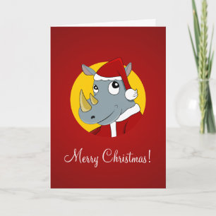 De rinoceroscartoon van Kerstmis Feestdagen Kaart