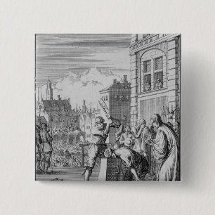 De Riven Shield Vierkante Button 5,1 Cm