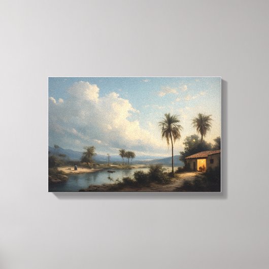 De Riverside Haven in de schemering Canvas Afdruk (Voorkant)
