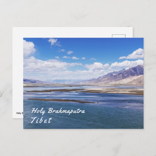 De rivier de Brahmaputra en het berglandschap - Ti Briefkaart (Voorkant / Achterkant)