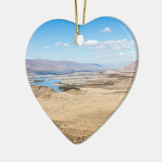 De rivier de Brahmaputra en het woestijnlandschap Keramisch Ornament (Links)