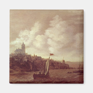 De rivier- en stadscène magneet