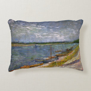 De rivier met Rowing Boats door Vincent van Gogh Decoratief Kussen