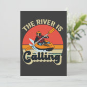 De rivier roept grappige kayak buiten retro kaart (Staand voorkant)