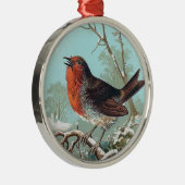 De Robin Bird Illustratie Metalen Ornament (Rechts)