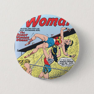 De Robot Wonder Woman Ronde Button 5,7 Cm