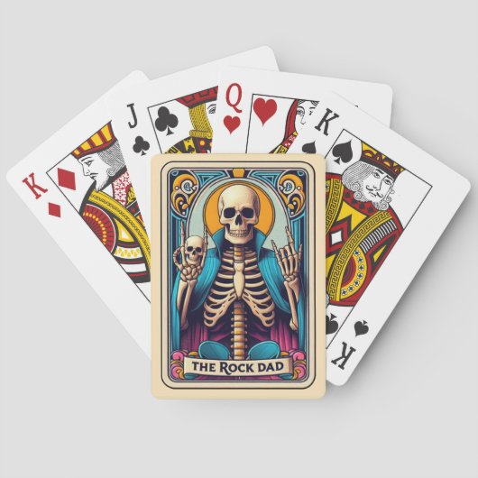 De Rock Dad Funny Fathers Day Skeleton Tarot Kaart (Achterkant)
