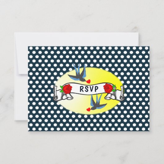 De Rockabilly Wedding RSVP van Retro 1950 Kaartje (Voorkant)