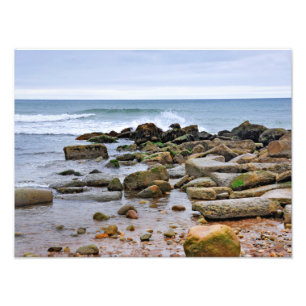 De Rocky Beaches van Montauk, Long Island, NY Foto Afdruk
