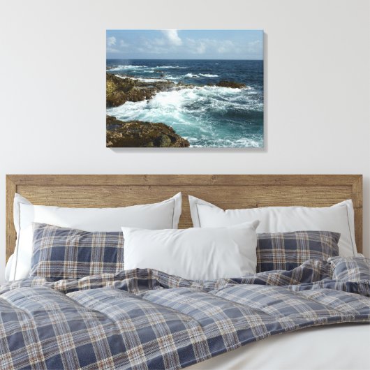De Rocky Coast and Blue Ocean van Aruba Canvas Afdruk (Insitu (Slaapkamer))
