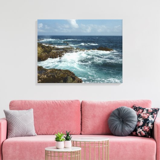 De Rocky Coast and Blue Ocean van Aruba Canvas Afdruk (Insitu (Woonkamer))