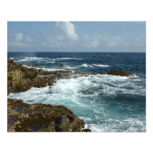 De Rocky Coast and Blue Ocean van Aruba Foto Afdruk