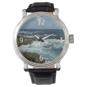 De Rocky Coast and Blue Ocean van Aruba Horloge
