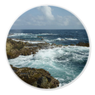 De Rocky Coast and Blue Ocean van Aruba Keramische Knop