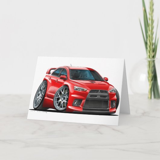 De Rode Auto van Mitsubishi Evo Kaart (Voorkant)