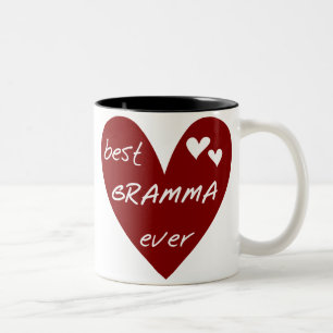 De rode Beste ooit T-shirts Gramma en de Giften Tweekleurige Koffiemok