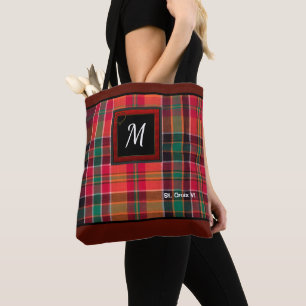 De rode Eilanden van het Monogram van de Plaid van Draagtas