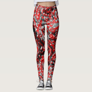 De rode en Zwarte Abstracte Vloeibare Leggings van