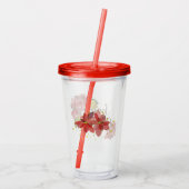 De rode feestbloemen van het kerstseizoen acryl drinkbeker (Achterkant)