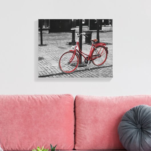 De rode fiets canvas afdruk (Insitu (Woonkamer))