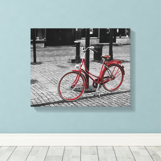 De rode fiets canvas afdruk (Insitu (Houten vloer))