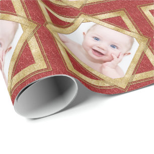 De rode Gouden Gepersonaliseerde Sjabloon van de Cadeaupapier