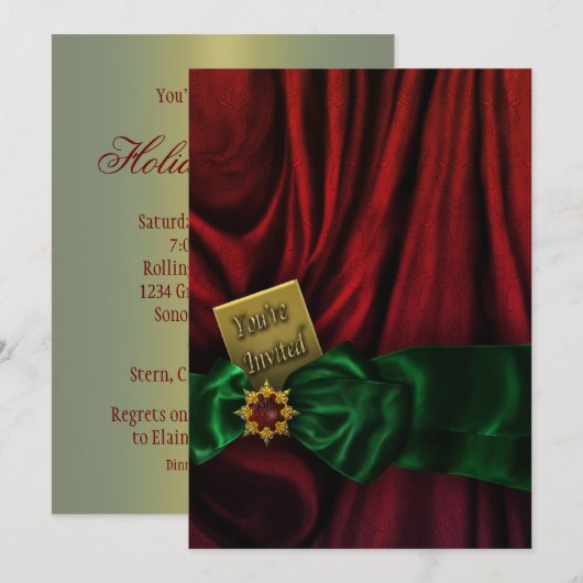 De rode Groene Partij van de Vakantie van Kerstmis Kaart (Voorkant / Achterkant)