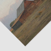 De rode houten schuur doet ons zijn dak dicht tissuepapier (Detail)