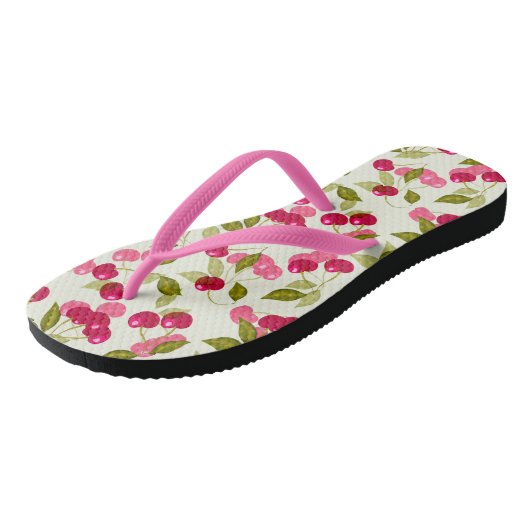De rode kersen. teenslippers (Schuin)