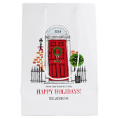 De rode kerstdeur voor feestdagen medium cadeauzakje (Achterkant)