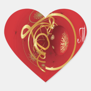 De rode kersttaartjes hebben een verlichte fijne d hart sticker