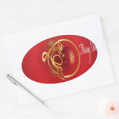 De rode kersttaartjes hebben een verlichte fijne d ovale sticker (Envelop)