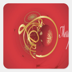 De rode kersttaartjes hebben een verlichte fijne d vierkante sticker