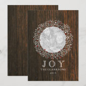 De rode Kroon van Bessen + Houten Kerstmis van de Feestdagenkaart (Voorkant / Achterkant)